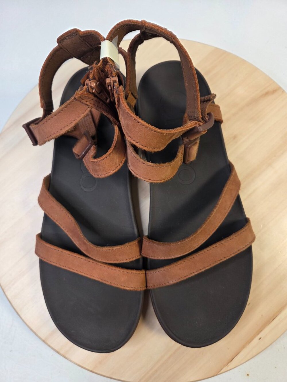 Chaco Nutshell Brown Lowdown Leather Strappy High Sporty Sandals Women US 11 - Picture 9 of 14